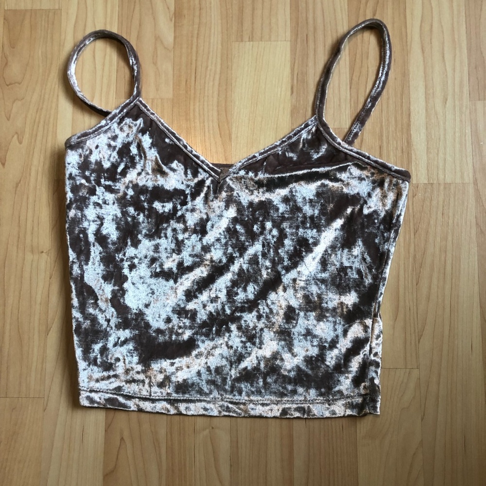 Velvet spaghetti strap crop top